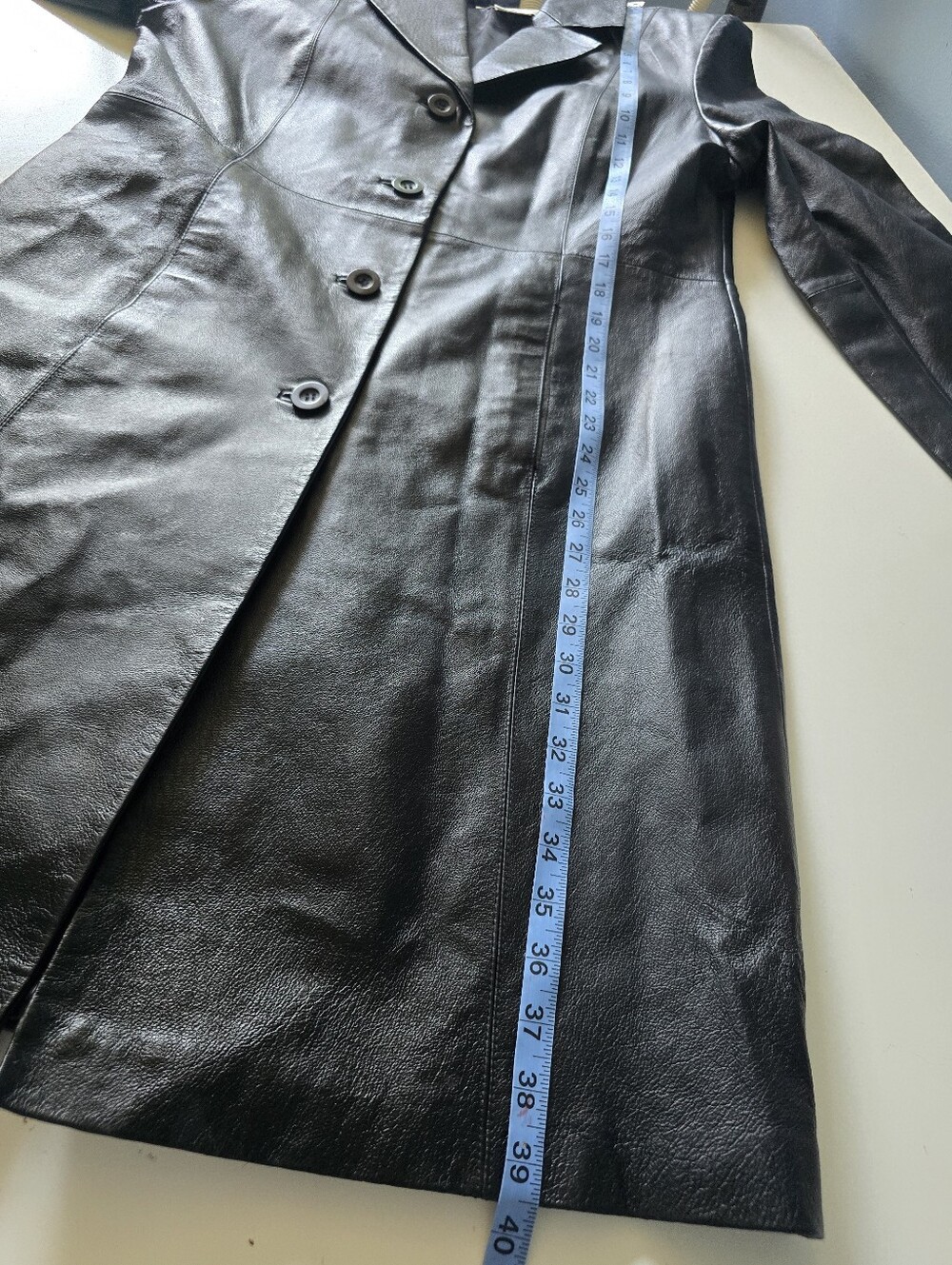 Vntg Chadwicks Women's Black 100% Leather Trench Coat Size M - Picture 13 of 13